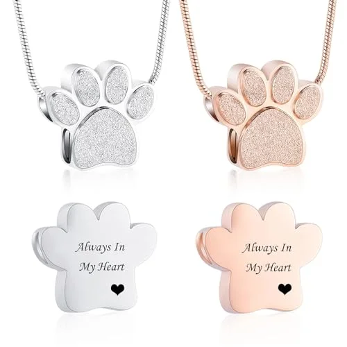 Heart Paw Print Pet Urn Necklace