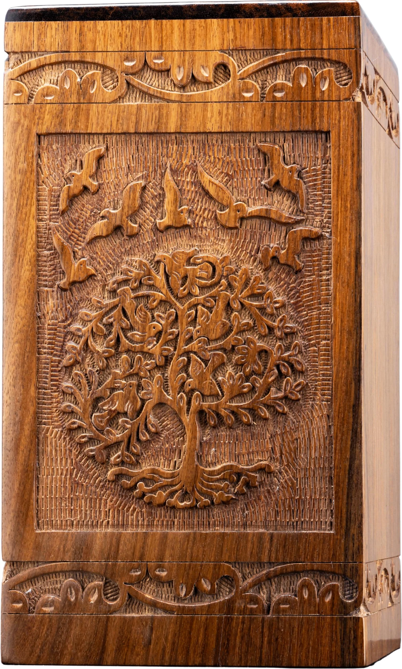 Wooden Tree of Life Cremation Urn for Pet Ashes
