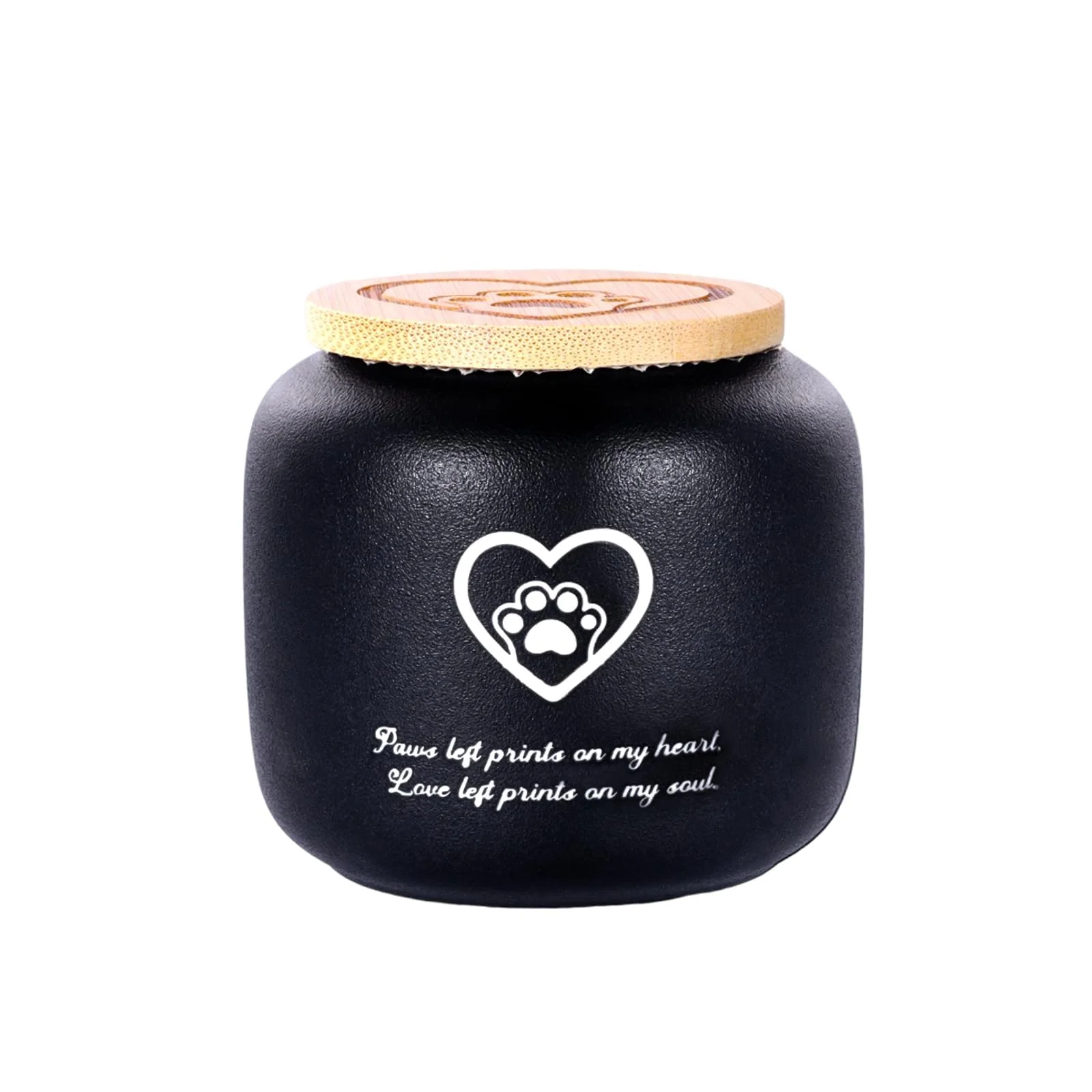 White Ceramic Pet Ashes Urn with Bamboo Lid